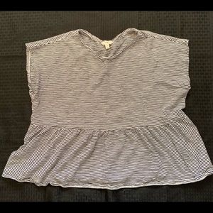 Terry & Sky Black and White Striped Maternity Shirt Size 14